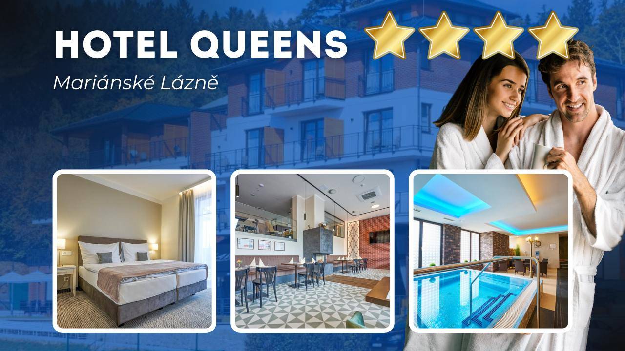 Mariánské Lázně: Luxusní Hotel Queens **** s neomezeným wellness centrem (bazén, vířivka, sauny) a polopenzí